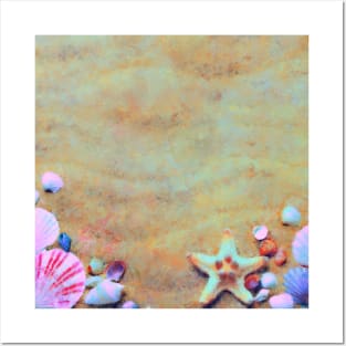 Summer Sand & Shells Expressionist Painting Posters and Art